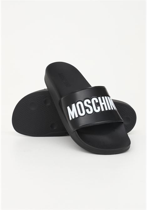Black men's slippers with logo lettering MOSCHINO | Slippers | MB28022G1IG10000