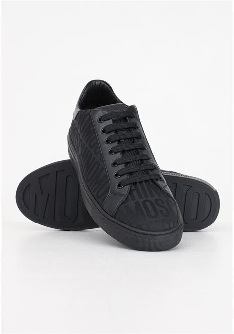 Sneakers da uomo nere logo allover con lacci MOSCHINO | Sneakers | MM15012G1I101000