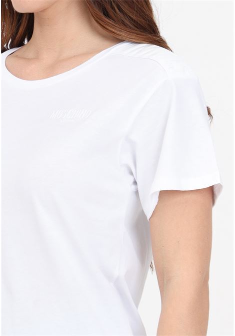 T-shirt da donna bianca con logo sulle spalle e sul petto MOSCHINO | T-shirt | V070494070001