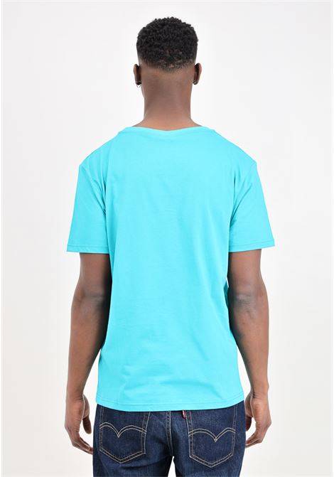 T-shirt da uomo verde acqua con patch logo sulle spalline e sul davanti tono su tono MOSCHINO | V070794070366
