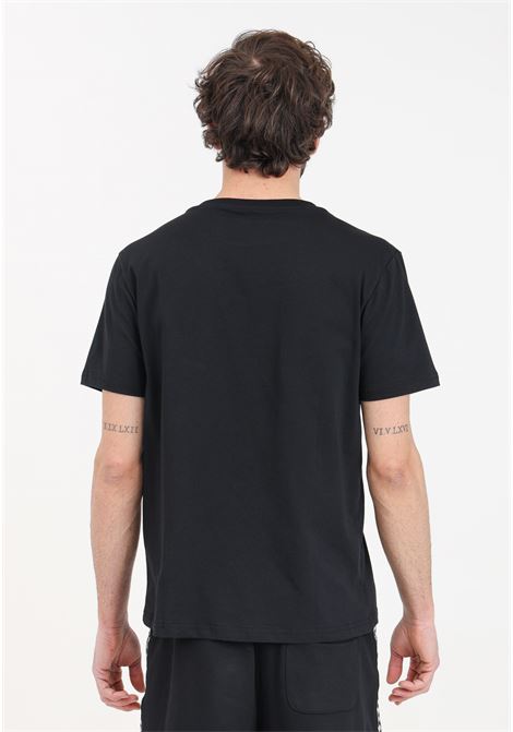 Black men's T-shirt with tone-on-tone logo patch on the shoulders and on the front MOSCHINO | V070794070555
