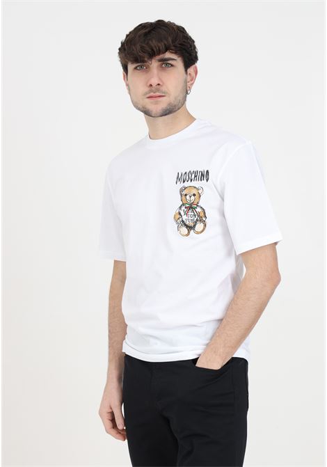 T-shirt da uomo bianca teddy d'archivio bianca MOSCHINO | T-shirt | V071602411001