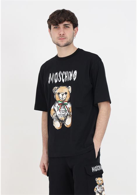 T-shirt da uomo archive teddy nera MOSCHINO | T-shirt | V071702411555