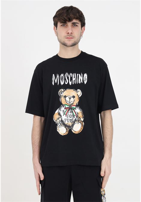T-shirt da uomo archive teddy nera MOSCHINO | V071702411555