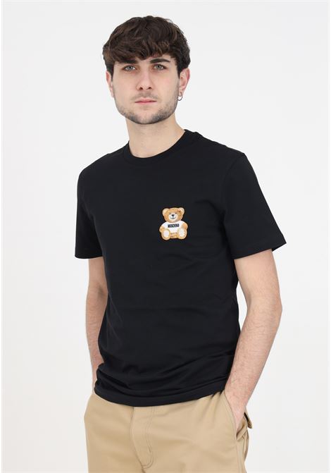 T-shirt nera da uomo con orsetto MOSCHINO | T-shirt | V072320410555