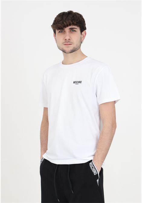 T-shirt da uomo bianca con logo nero MOSCHINO | V078194080001