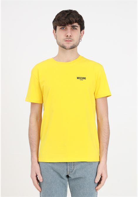 T-shirt da uomo gialla con logo nero MOSCHINO | V078194080028