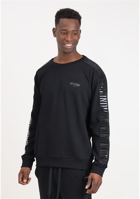 Black men's sweatshirt with rubberized logo lettering on the shoulders MOSCHINO | Hoodie | V170694100555
