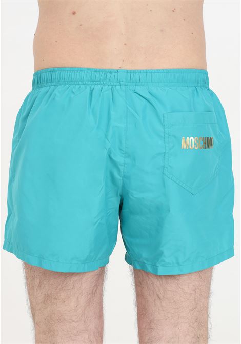Aqua green men's swim shorts with logo MOSCHINO | Beachwear | V422693010366