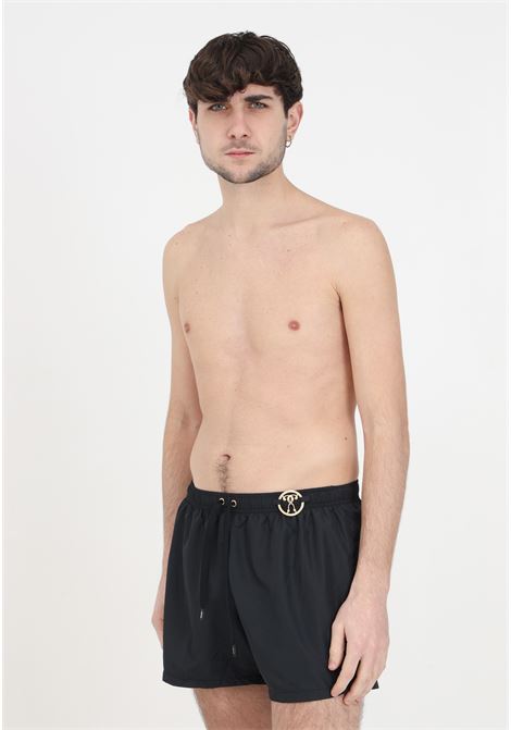 Black men's swim trunks with logo MOSCHINO | Beachwear | V422693010555