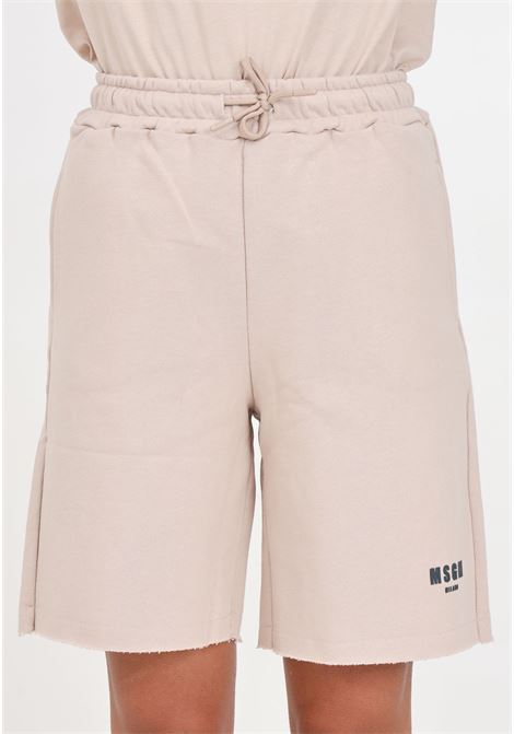 Beige women's and girls' shorts with contrasting logo MSGM | S4MSJBBE268015