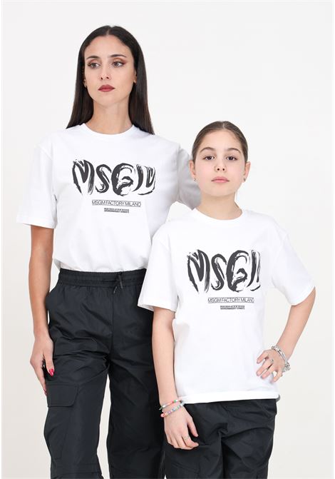 White baby girl t-shirt with logo print MSGM | T-shirt | S4MSJBTH246001