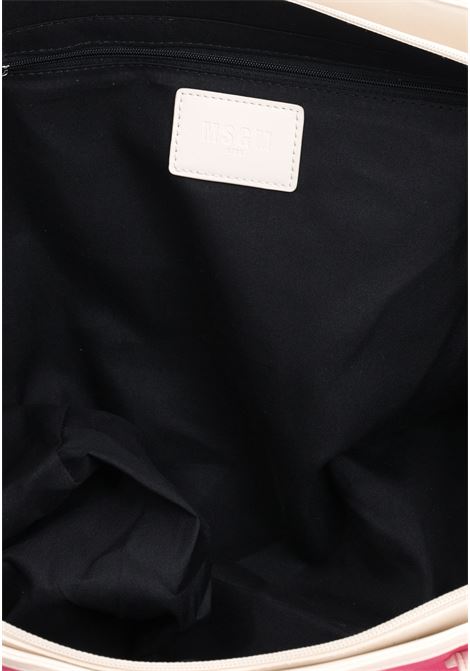 Fuchsia and cream women's beach bag with logo print MSGM | Bags | S4MSJGBA048044