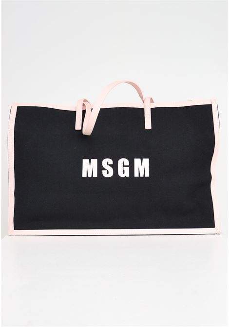 Borsa mare da donna nera e rosa con stampa logo MSGM | Borse | S4MSJGBA048110