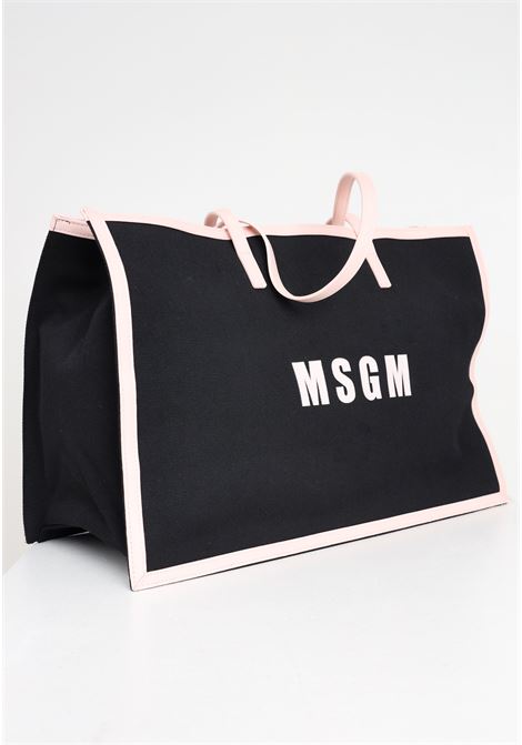 Borsa mare da donna nera e rosa con stampa logo MSGM | Borse | S4MSJGBA048110