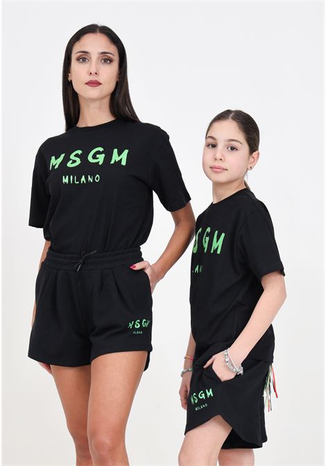 Black shorts for women and girls with contrasting print MSGM | S4MSJGSH024110