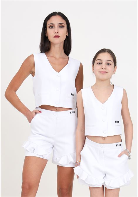 White girls' shorts with embroidered logo MSGM | Shorts | S4MSJGSH156001
