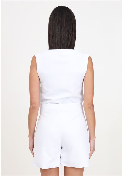 Shorts donna bambina bianchi con logo ricamato MSGM | S4MSJGSH156001