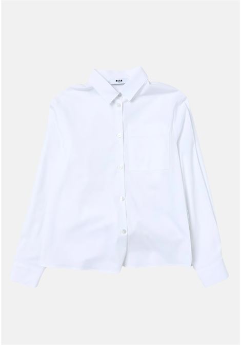 Camicia bianca donna bambina con ricamo MSGM | Camicie | S4MSJGSI089001