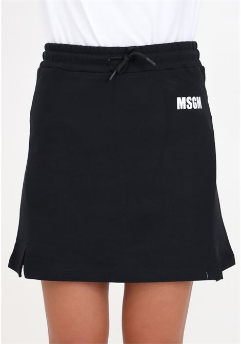 Minigonna donna bambina nera con stampa logo MSGM | Gonne | S4MSJGSK030110