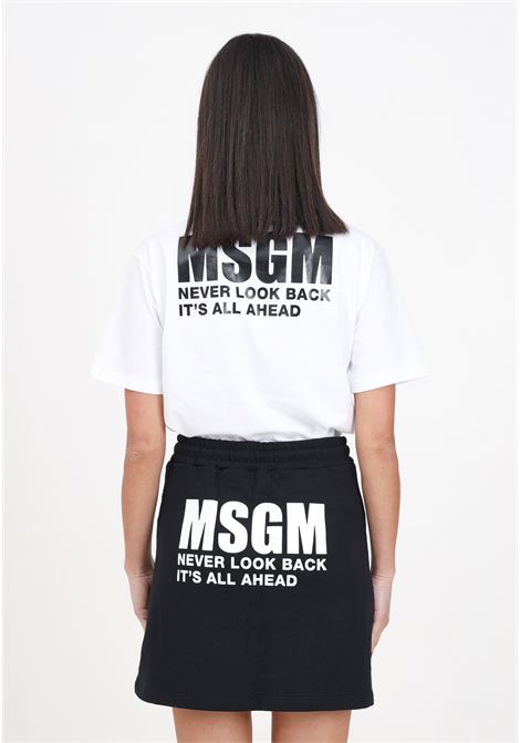 Minigonna donna bambina nera con stampa logo MSGM | S4MSJGSK030110