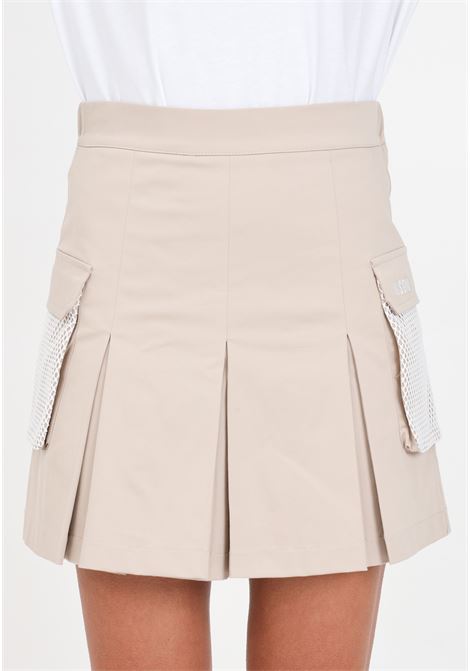 Beige pleated skirt for women and girls MSGM | S4MSJGSK075015