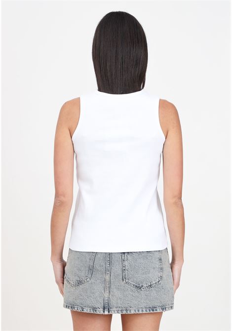 White women's top for girls with contrasting stitched logo MSGM | Tops | S4MSJGTA314001