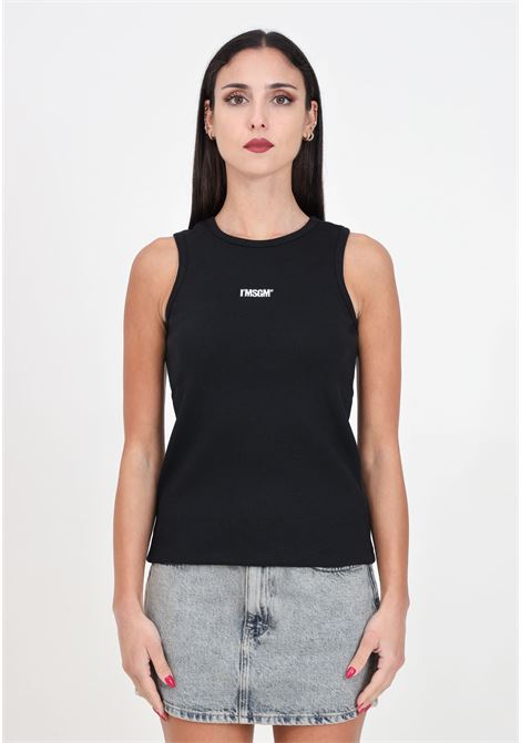Black girl's top with contrasting stitched logo MSGM | Tops | S4MSJGTA314110