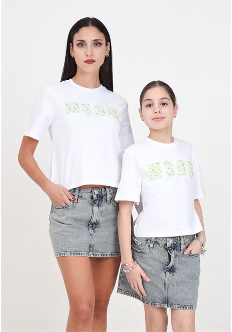T-shirt bianca donna bambina con applicazione logo MSGM | T-shirt | S4MSJGTH122001