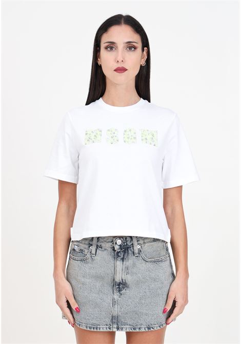 White women's t-shirt with logo application MSGM | T-shirt | S4MSJGTH122001