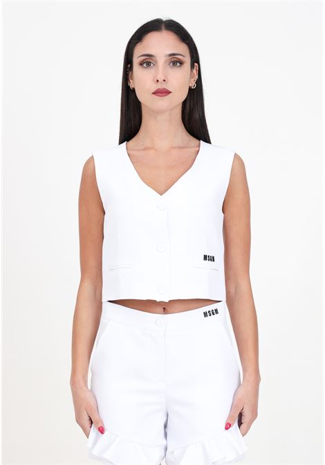 White girl's vest with contrasting logo MSGM | Vests | S4MSJGVE157001