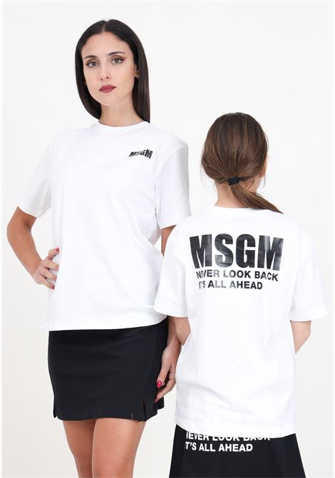 T-shirt donna bambina bianca con logo stampa in contrasto MSGM | S4MSJUTH005001