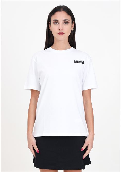 T-shirt donna bambina bianca con logo stampa in contrasto MSGM | T-shirt | S4MSJUTH005001