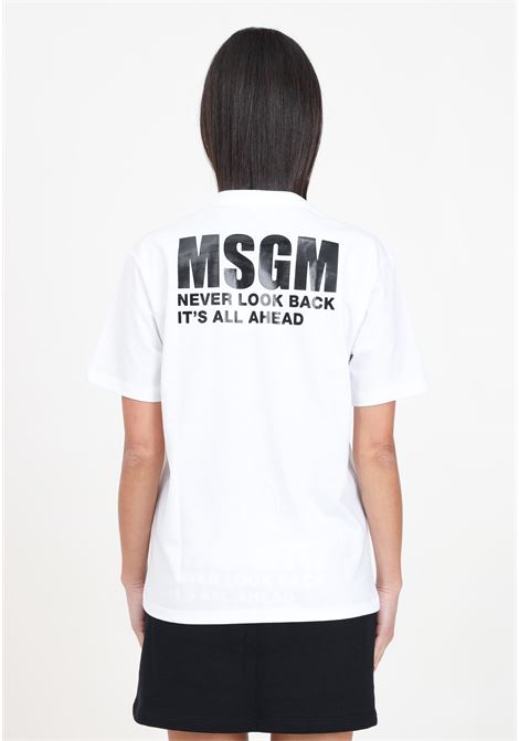 T-shirt donna bambina bianca con logo stampa in contrasto MSGM | T-shirt | S4MSJUTH005001