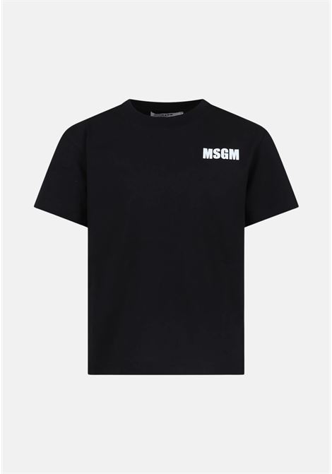 T-shirt donna bambina nera con logo stampa in contrasto MSGM | T-shirt | S4MSJUTH005110