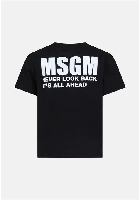 T-shirt donna bambina nera con logo stampa in contrasto MSGM | S4MSJUTH005110
