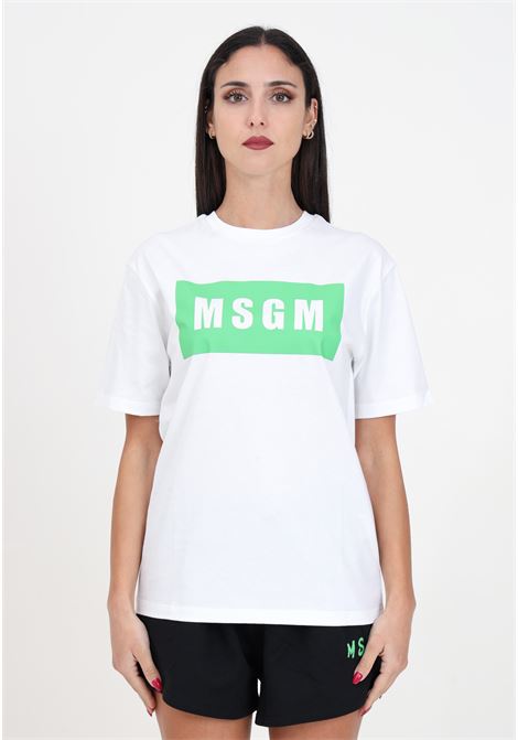 T-shirt donna bambina bianca con stampa lettering in contrasto MSGM | T-shirt | S4MSJUTH010001