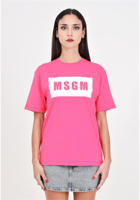 T-shirt donna bambina fucsia con stampa lettering in contrasto MSGM | T-shirt | S4MSJUTH010044