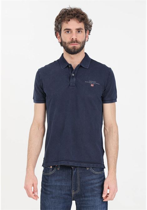 Blue men's polo shirt with logo print on the front NAPAPIJRI | Polo | NP0A4GDL17611761