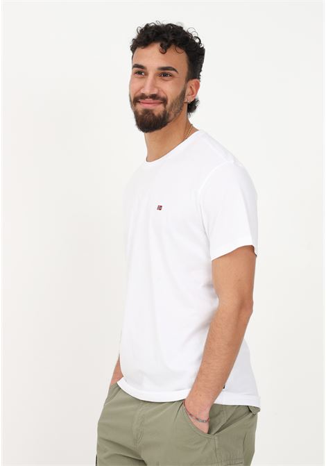 White casual t-shirt for men with logo embroidery NAPAPIJRI | T-shirt | NP0A4H8D002121