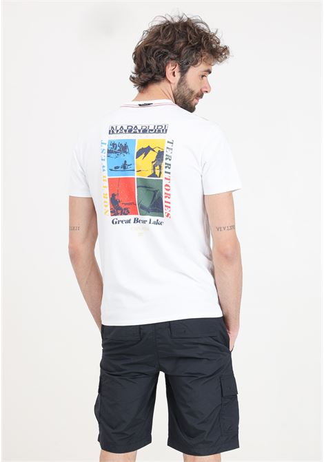 T-shirt da uomo bianca con stampa S-gras NAPAPIJRI | T-shirt | NP0A4HQN002121