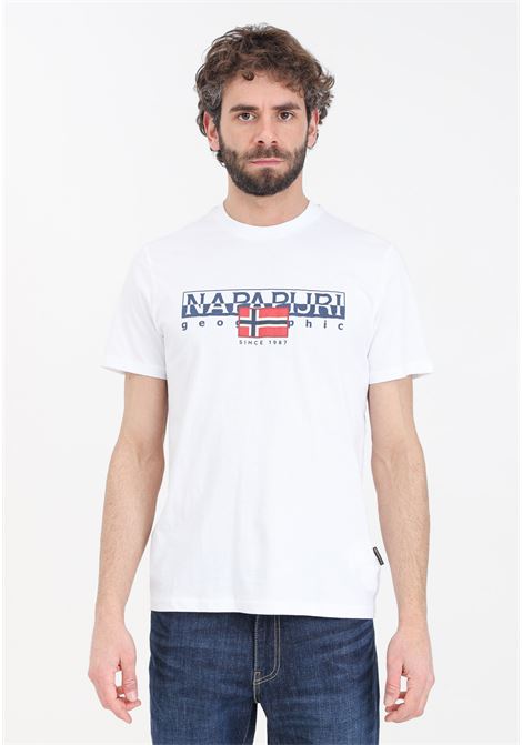 T-shirt da uomo bianca con stampa sul davanti NAPAPIJRI | NP0A4HTO002121