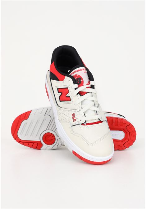 Sneakers casual bianche e rosse da uomo 550 NEW BALANCE | BB550VTBSEA SALT
