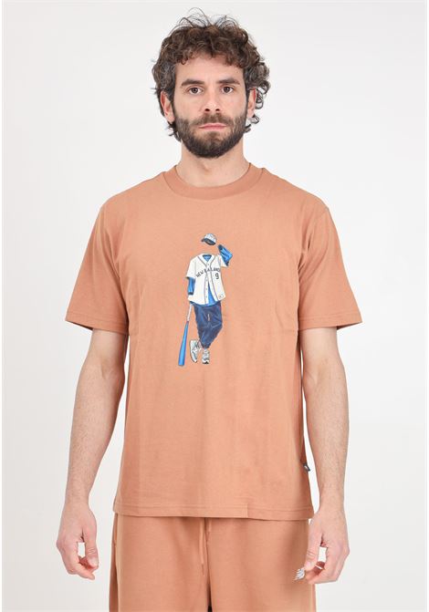 T-shirt da uomo marrone con grafica nb athletics a colori NEW BALANCE | MT41577WUT209