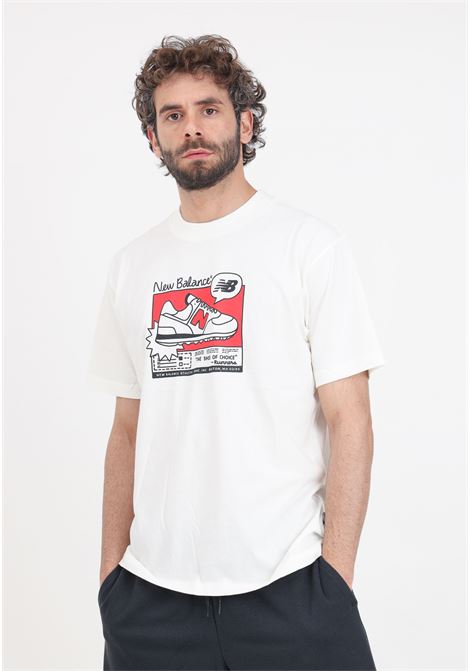 T-shirt da uomo bianca Relaxed AD advert graphics NEW BALANCE | MT41593SST108