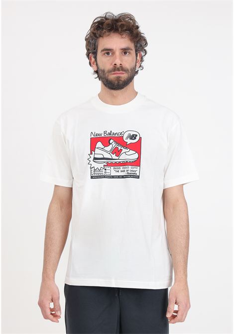 White men's t-shirt Relaxed AD advert graphics NEW BALANCE | MT41593SST108