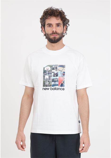 White Hoops graphic men's t-shirt NEW BALANCE | MT41598SST108