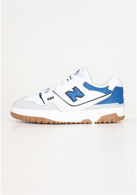 Sneakers da bambino bambina modello 550 bianche e blu NEW BALANCE | PSB550SABRIGHTON GREY