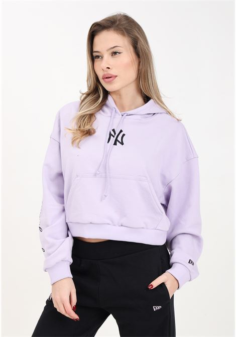 Women's Purple and Black Crop New York Yankees MLB Lifestyle Sweatshirt NEW ERA | Hoodie | 60435288.