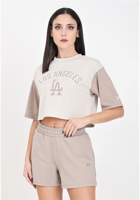 Crop LA Dodgers MLB Lifestyle Women's T-Shirt Cream NEW ERA | T-shirt | 60435311.